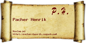 Pacher Henrik névjegykártya